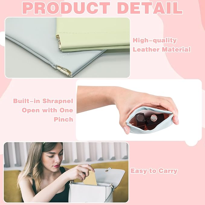6Pcs Small Makeup Bag Cosmetic Pouch, 3size Mini Makeup Pouch Portable Purse Pouches, Self-closing Pouches Waterproof Cosmetic Bag for Cosmetics Jewelry Headphones (6 Colors)