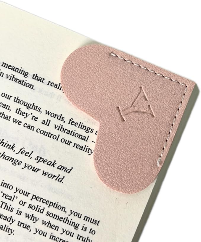 Personalized Leather Book Marks, Heart Bookmark, Unique Cute Handmade Letter Bookmarks Accessories for Reading Women, Teacher, Student, Book Lovers Book Mark Gifts (Pink, Y)