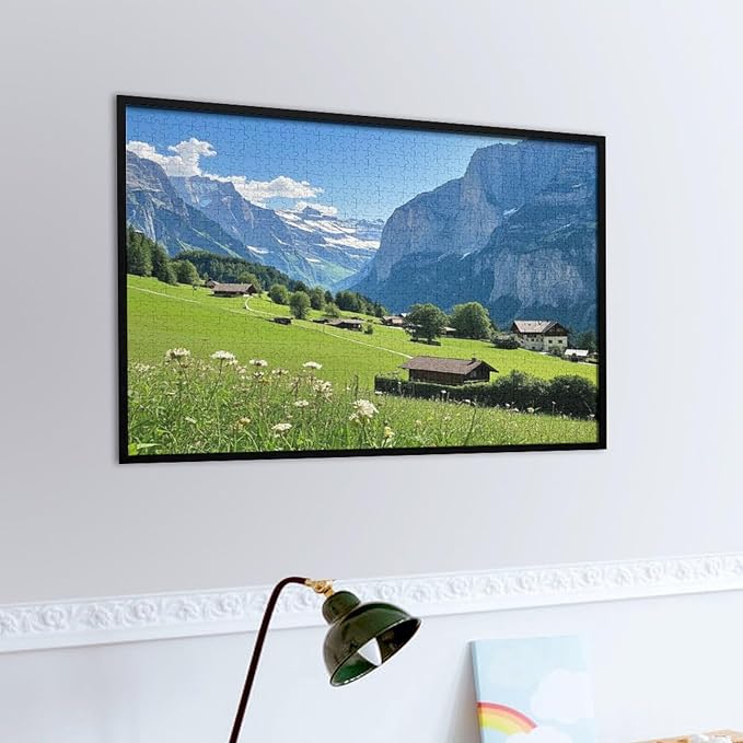 Lauterbrunnen Valley Switzerland Summer Mountain European - 1000 Piece Jigsaw Puzzles for Adults，Stress Relieving Game Props Positive Thinking Puzzles Entertainment Puzzles for Adults and Teens Toy