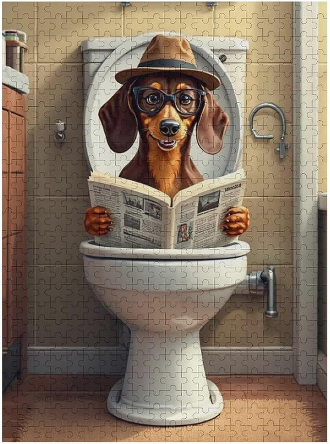 Jigsaw Puzzles for Adults 500 Piece - Lavatory Dachshunds Dog Wooden Puzzle，Challenge Puzzles Puzzle Games， Stress Relief Games，Funny Puzzles，Unique Gifts for Wall Art