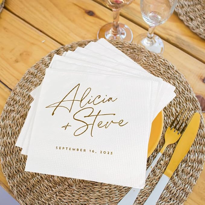 Personalized Wedding Cocktail Napkins, Customized Monogram Wedding Napkin, Custom Dinner Napkins For Bridal Shower, Weddings Decor, Engagement Party Decorations, Bridal Shower Decorations