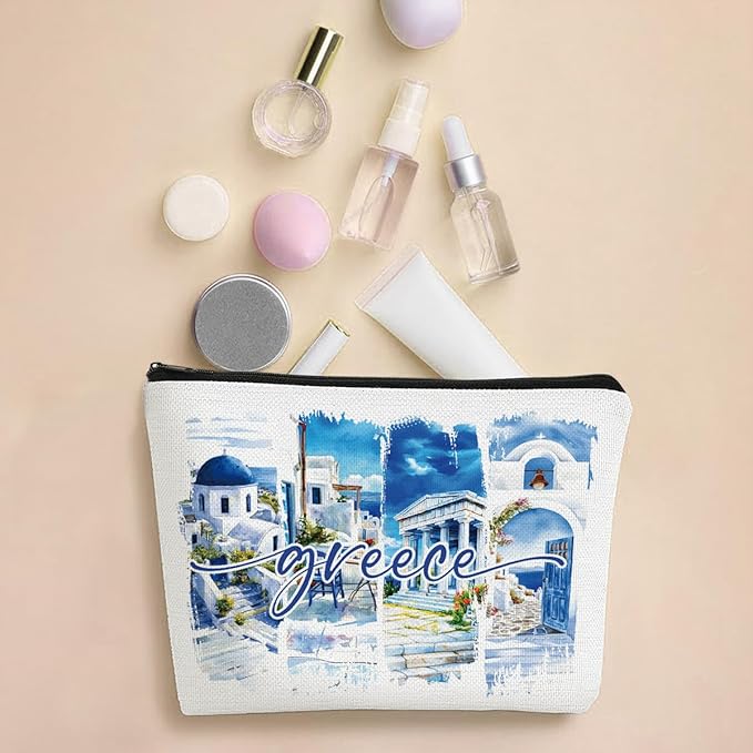 Greece Makeup Bags Gifts for Women, Greece Travel Essentials, Greek Mythology Inspired Souvenirs, Toiletry Zipper Cosmetic Pouch, Gifts for Girls Friend Sister Daughter