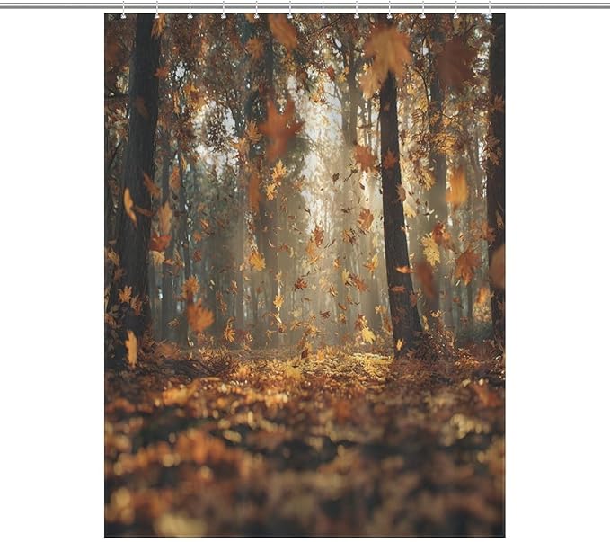 Fall Tree Shower Curtain Autumn Maple Tree Yellow Orange Leaves Brown Branch Waterproof Washable Fabric Bathroom Shower Curtains for Bathroom Decorations Home Indoor Decor 53x72Inch
