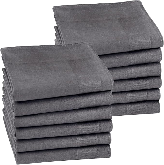 HOULIFE Men's Cotton Handkerchiefs, Solid Color 60S Soft Cotton Hankies for Men Women 6/12PCS 15.7"×15.7"
