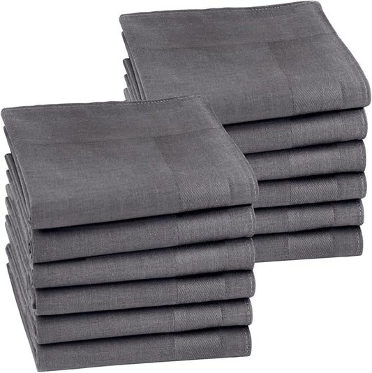 HOULIFE Men's Cotton Handkerchiefs, Solid Color 60S Soft Cotton Hankies for Men Women 6/12PCS 15.7"×15.7"