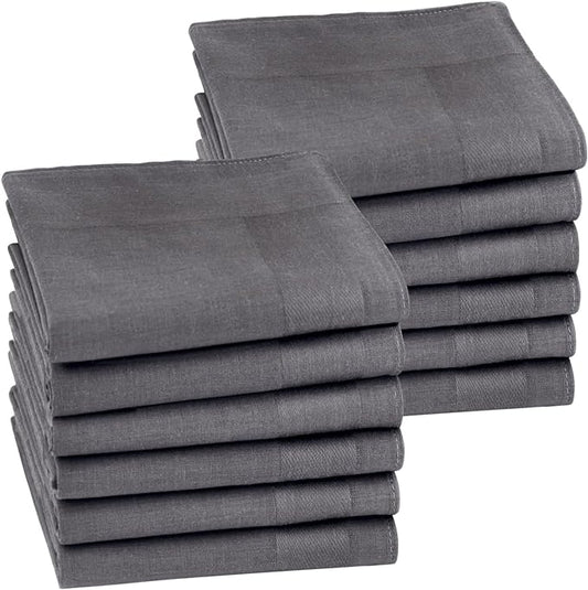HOULIFE Men's Cotton Handkerchiefs, Solid Color 60S Soft Cotton Hankies for Men Women 6/12PCS 15.7"×15.7"
