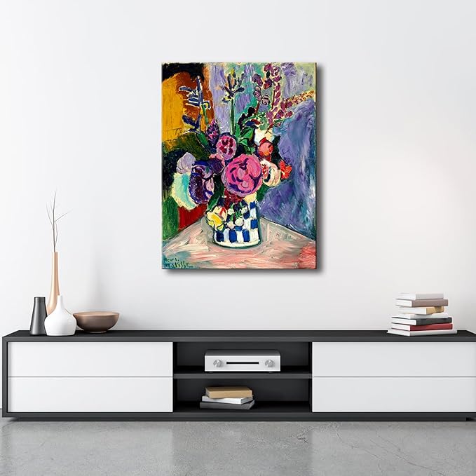 Wieco Art Large Canvas Prints Wall Art Still Life of Peonies in a Vase 1907 by Henri Matisse Abstract Canvas Art Print for Wall Decor and Home Office Decorations