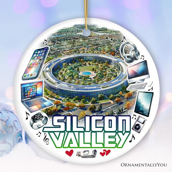 Artistic Silicon Valley Ceramic Ornament, Gift for Technology Enthusiast
