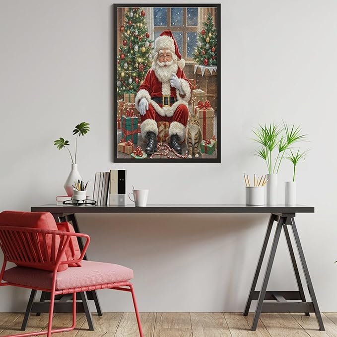 Puzzles for Adults 1000 Pieces Wooden Jigsaw Puzzle - Santa Claus and Kitten Christmas Series Theme Puzzle，Party Games，Family Toys，Educational Puzzles，Stress Relief Wooden Puzzle，Home Decoration