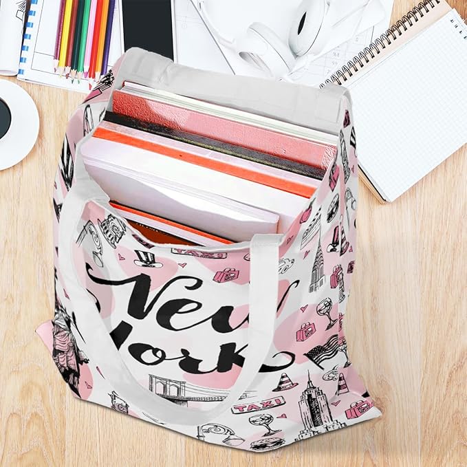Jeilink New York Souvenirs and Gifts Beach Weekender Tote Travel Reusable Grocery Bags Girls Trip