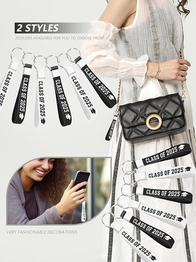 36Pcs Class of 2025 Graduation Party Favors Silicone Keychains Gift Inspirational Silicone Keychains for Class Of 2025 University Senior Graduation Party Goodie Bags Stuffers Supplies