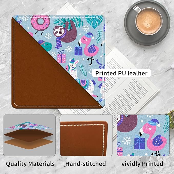 Cute Leather Bookmarks, Fun Triangle Making Corner Bookmark, Book Accessories for Reading Book Lovers, Unbreakable Page Markers for Women Men Cute Winter Animals