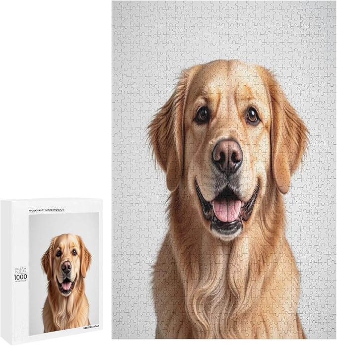 Funny Wooden Puzzle - Golden Retriever Dog Animal Puppy Puzzle for Adult 1000 Piece，Wooden Jigsaw Puzzles Art Leisure Game Fun Suitable Family Friends Educational Learning Games Gift