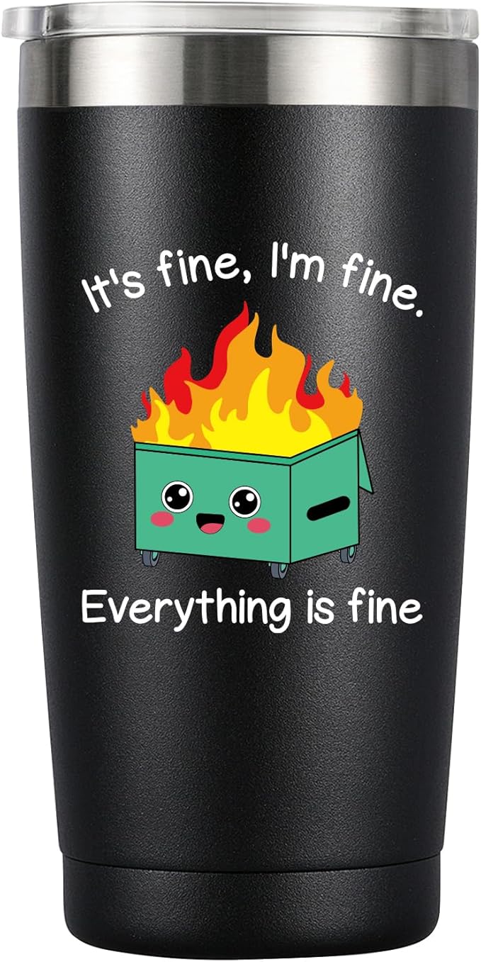 MASGALACC Dumpster Fire Desk Accessories Gifts for Women Men Coworker Employees - Funny Office Decor Desk Accessories 20oz Drinking Cup Coffee Mug Tumbler
