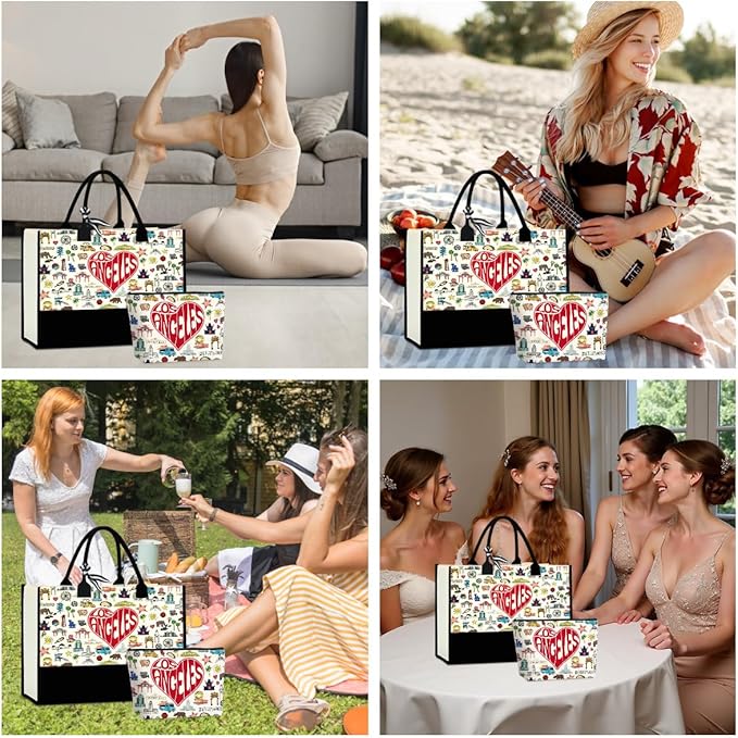 Boston Dallas Washington DC San Francisco Los Angeles China Travel Tote Bag Makeup Bag Set