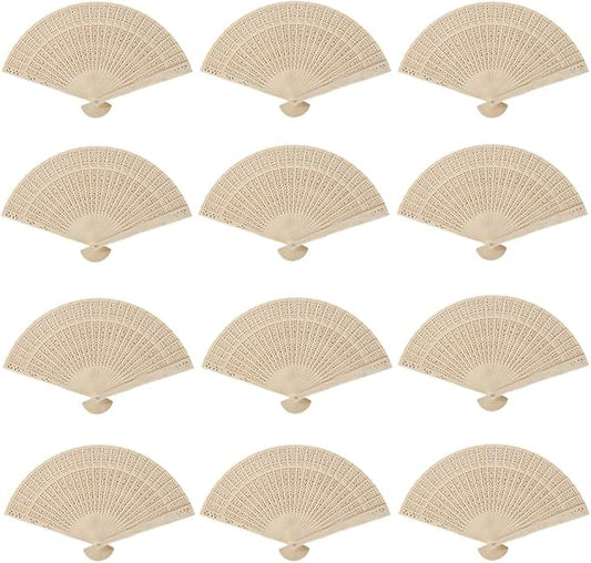 20 Pieces Sandalwood Fan Wooden Folding Fan, Vintage Hand Held Folding Fans, Wedding Favors, Birthday Gifts and Home Decorations
