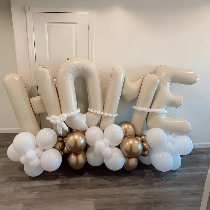 40 Inch Beige HOME Balloon for Housewarming Party Decorations, Large Cream New Home Welcome Balloon Letter Banner, Ivory White Sand Balloons Sign for Sweet House Warming Homecoming Party Decor