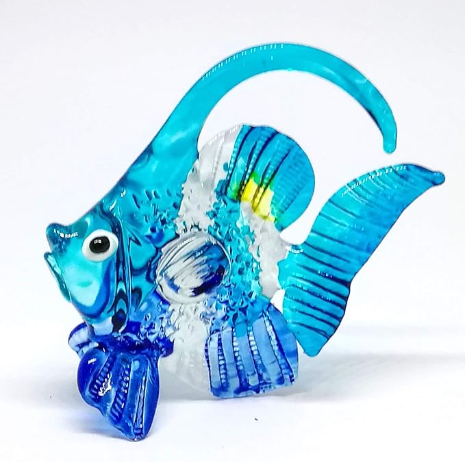 ZOOCRAFT Blown Glass Fish Figurine Animal Tropical Handicraft Miniatures Aquarium Decor