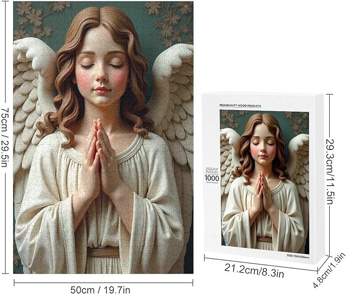 Wooden Puzzle - Classic Angel Praying Jigsaw Puzzles，Wooden Puzzles for Adults 1000 Pieces Challenge Puzzles，Educational Games，Family Puzzles，Unique Gifts for Wall Art,Funnny Puzzles