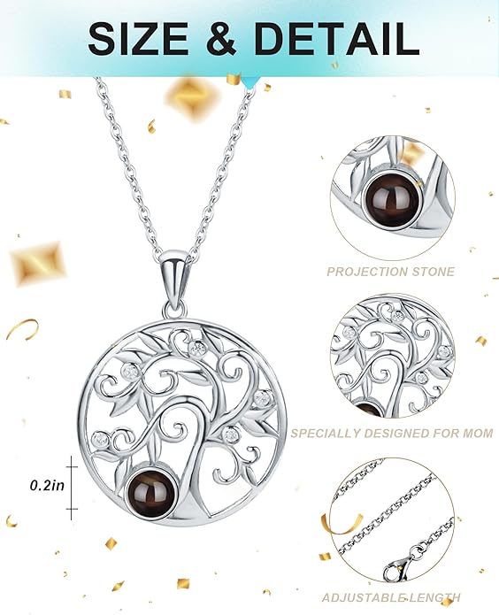 SUPHELPU Personalized Mother's Day Gifts for Mom From Daughter - Custom Photo Necklace With Picture Inside - Projection Necklace for Mom - Memorial Gift