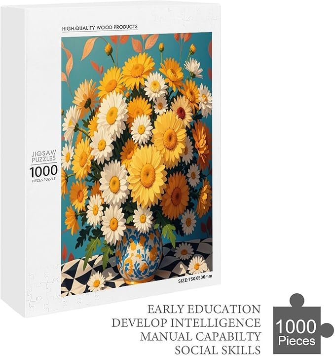 Jigsaw Puzzles for Adults 1000 Piece - Chrysanthemum Themed Wooden Puzzles Challenge Puzzles，Educational Games，Family Puzzles，Unique Gifts for Wall Art ，Funny Puzzles