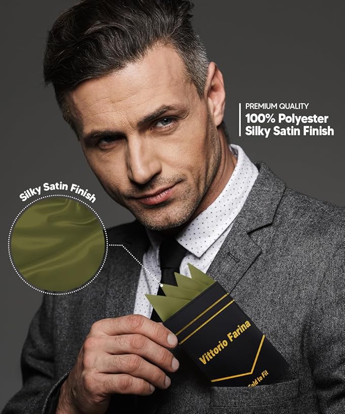 Premium Pre-Folded Four-Point Suit Pocket Square for Men with Sewn Pocket Fold
