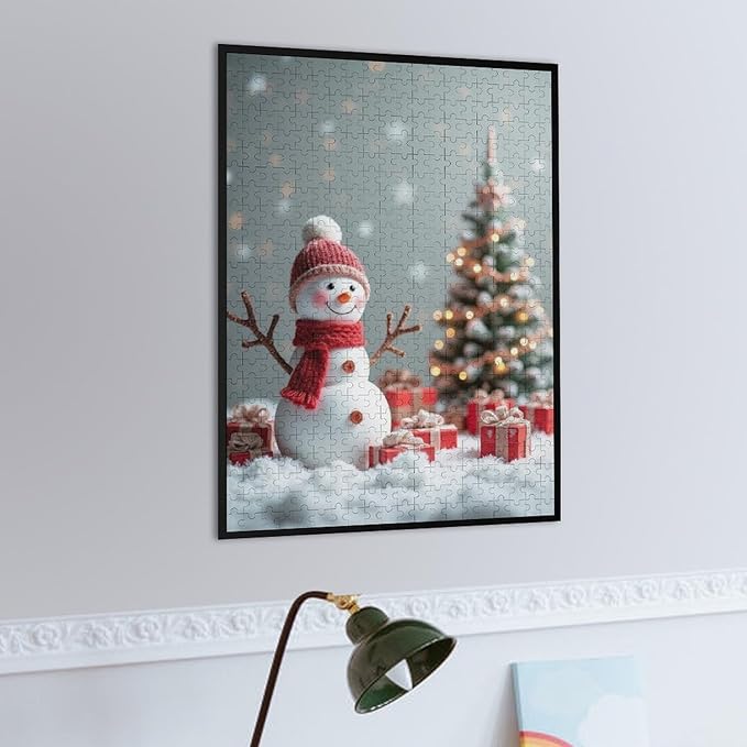 Wooden Puzzles for Adults 500 Pieces, Christmas Winter Snowman, Each Piece is Unique and Perfectly Put Together, are Special Home Decorations, Fun Puzzles, Party Games, Family Toys