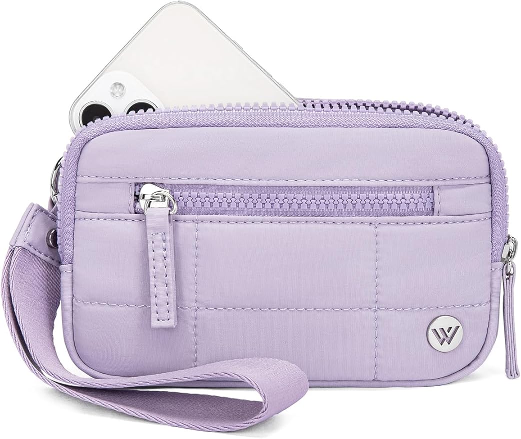 WESTBRONCO Wristlet Wallets for Women Nylon Quilted RFID Wallet with 3 Zipper Purse for Travel