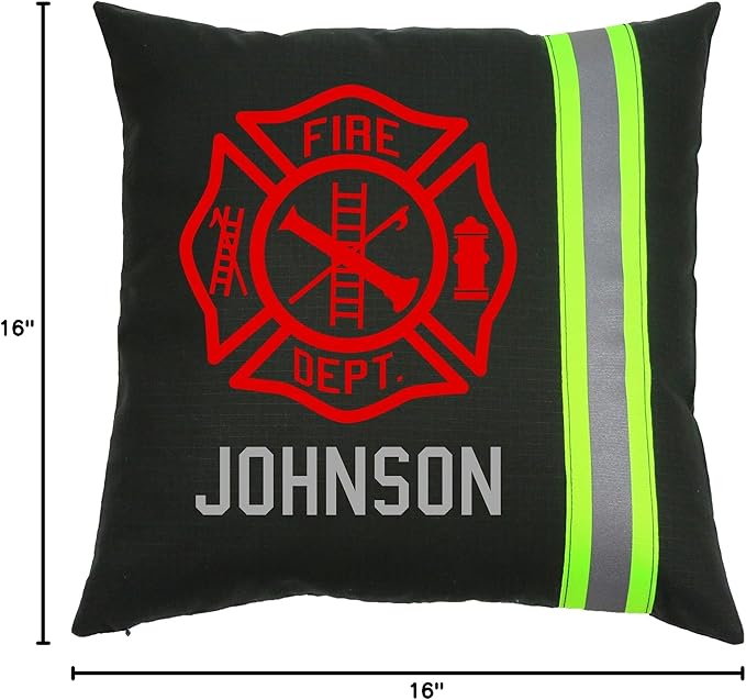 Firefighter Personalized Black Maltese Cross Pillow