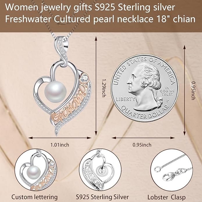 Mothers Day Gifts for Mom -Grandma Mom from Daughter Son, Gifts for Wife Nana Mother Birthday-Christmas Day for Women Her Jewelry Gift, Pearl Necklaces