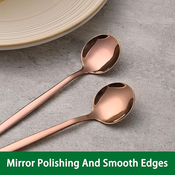 5.1Inch Stainless Steel Coffee & Tea Spoons Set,Rose Gold Teaspoon,Small Spoons For Dessert or Tea,Espresso Spoon For Cafe