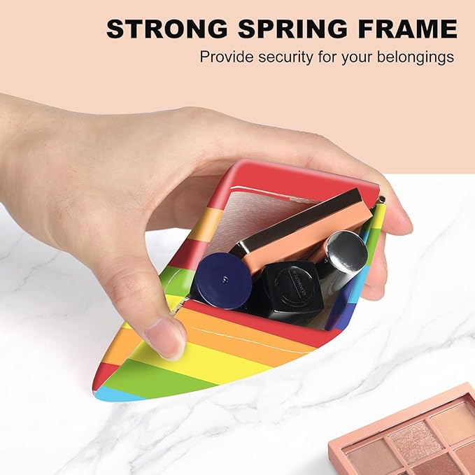 2PcsPU Leather Small Squeeze Coin Purse Pouch Mini coin Bag Unique And Cute Wallet Cosmetic Bags Change Bag For Women Girls Men Rainbow Pattern