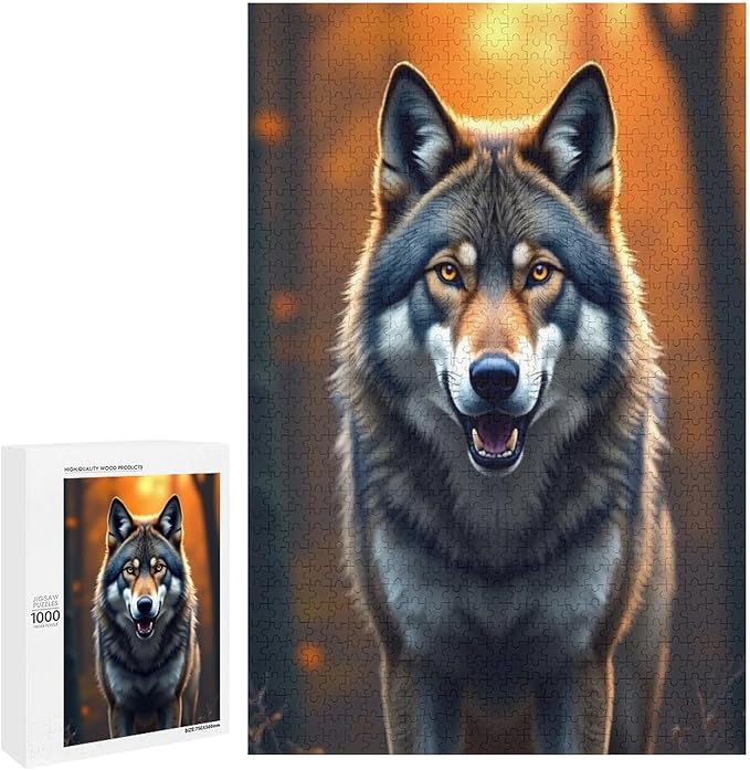 Puzzles for Adults 1000 Pieces Wooden Jigsaw Puzzle - King of Wolves Theme Puzzle，Party Games，Family Toys，Educational Puzzles，Stress Relief Wooden Puzzle，Gifts for Family，Colleagues and Friends