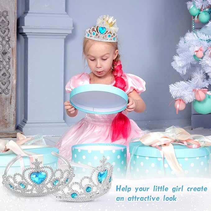 Bonuci 60 Pack Kids Tiara Crown Set Dress up Costume Party Accessories Princess Crown with Heart Stones Plastic Headband for Little Girls Women Toddler Birthday Valentine Favors