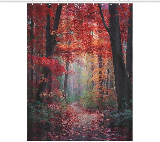 Thanksgiving Fall Maple Shower Curtain Waterproof Washable Fabric Bathroom Shower Curtains for Bathroom Decorations Home Indoor Decor 53x72Inch
