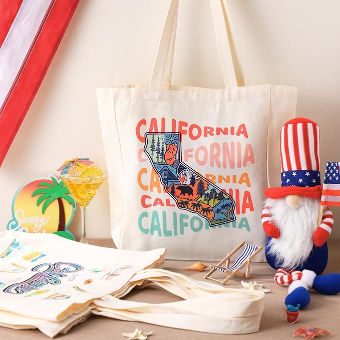 Large Canvas Tote Bags Decorative Themed City Souvenir Gift Bags with Handle Shopping Basket Reusable