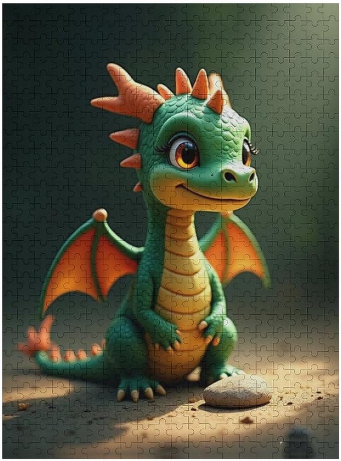 Wooden Puzzle - Green Dragon Jigsaw Puzzles，Wooden Puzzles for Adults 500 Pieces Challenge Puzzles，Educational Games，Family Puzzles，Unique Gifts for Wall Art