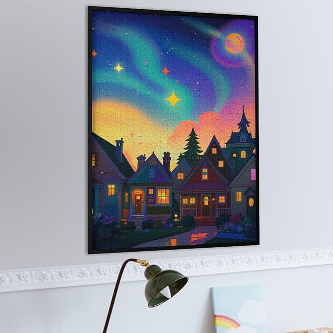 Jigsaw Puzzles for Adults 1000 Piece - Color Dream Town Themed Wooden Puzzles，Challenge Puzzles，Educational Games，Family Puzzles，Unique Gifts for Wall Art ，Funny Puzzles，Stress Relief Games