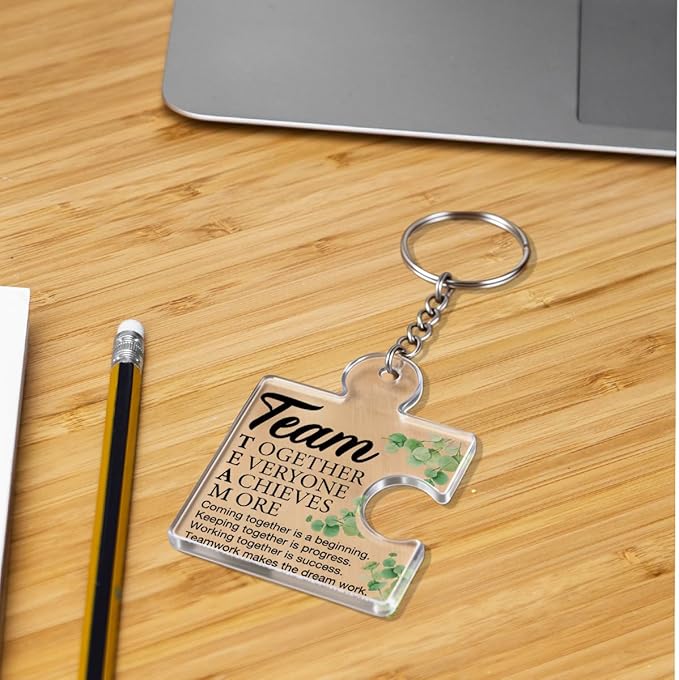 Team Appreciation Gifts for Employee Coworker Staff Bulk, Teamwork Thank You Gift Set Puzzle Piece Acrylic Keychains