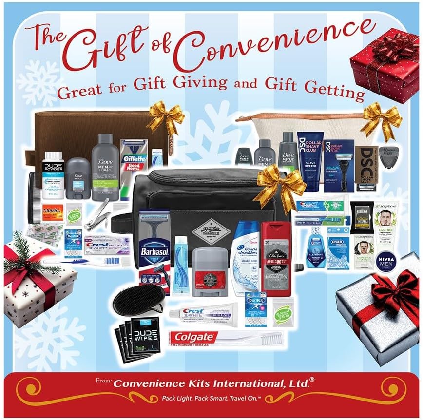 Convenience Kits International Men’s Premium 20-Piece Kit with Travel Size TSA Compliant Essentials, Featuring: Dove Men & Care Products in Brown Dopp Bag - Image 5