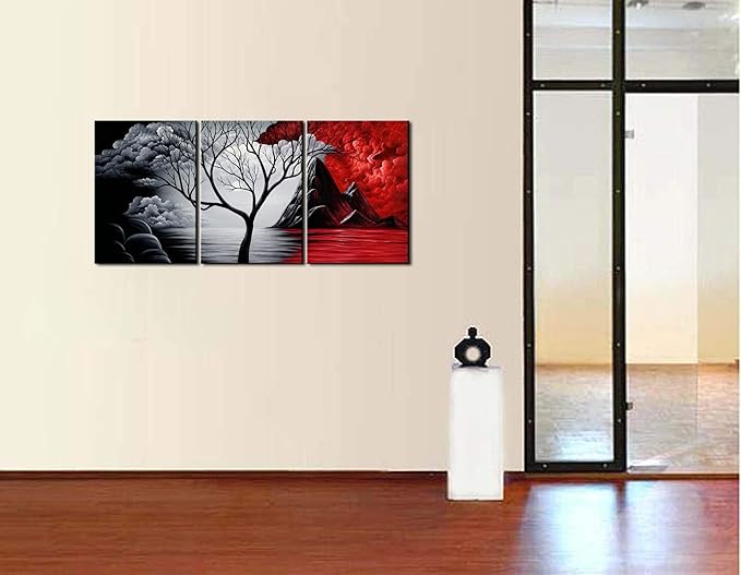Wieco Art Extra Large The Cloud Tree Modern Gallery Wrapped Giclee Canvas Print Artwork Abstract Landscape 3 panels Pictures on Canvas Wall Art Ready to Hang for Living Room Kitchen Home Decor XL