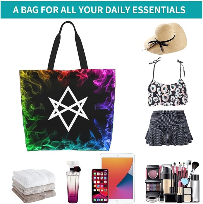 Unicursal Hexagram Large Reusable Eco-friendly Shopping Bags Portable Storage Handbag