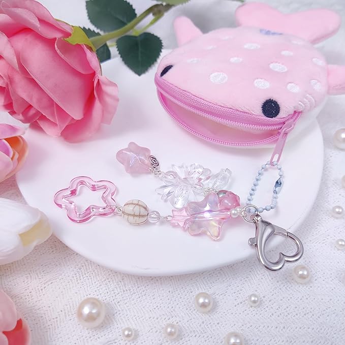 Cute Keychain Whale Shark Coin Purse Keychain Cute Plush Zipper Change Pouch, Kawaii Handmade Wallet for Women