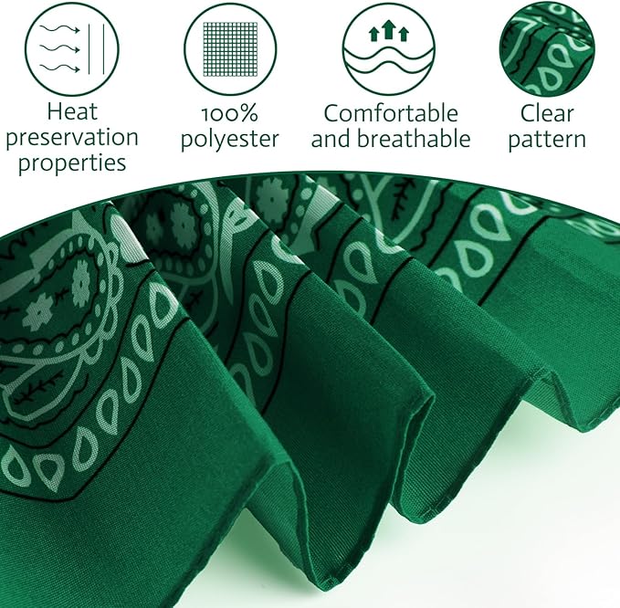 PLULON 30 Pack Bandanas for Men Women, Polyester Novelty Paisley Pattern Bandana Headbands Wristband Neckerchief Cowboy