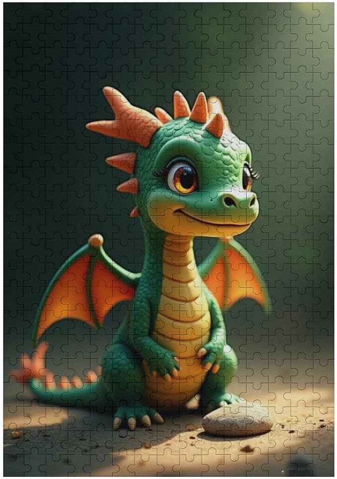 Wooden Puzzle - Green Dragon Jigsaw Puzzles，Wooden Puzzles for Adults 300 Pieces Challenge Puzzles，Educational Games，Family Puzzles，Unique Gifts for Wall Art