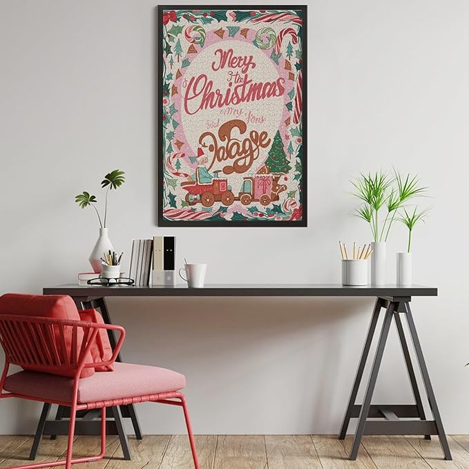 Wooden Puzzle - Christmas Gingerbread Express Train Jigsaw Puzzles，Wooden Puzzles for Adults 1000 Pieces Unique Gifts for Wall Art，Challenge Puzzles，Educational Games，Family Puzzles
