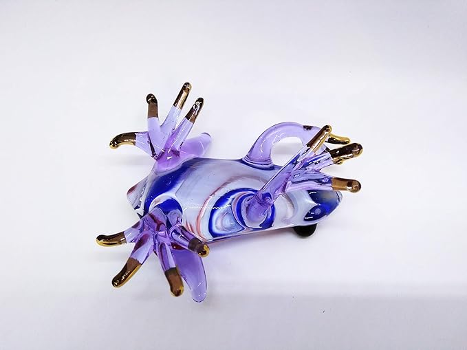WitnyStore 3¼" Swirl Blue Red Purple Frog Artistic Blown Glass Figurine Premium Hand-Blown Statue Tabletop Decoration Unique Collectible for Adult Collectors Handcrafted Elegant Home Room Decor
