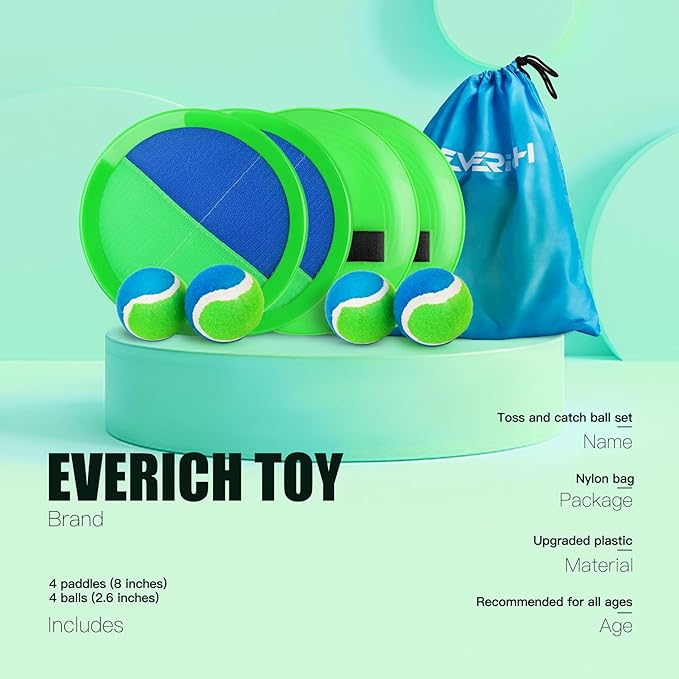 EVERICH TOY Upgraded Toss and Catch Ball Game Set, Outdoor Games for Kids Toys, Stocking Stuffers for Family Games, Beach Pool Yard Christmas Toys Birthday Gifts for Boys Girls 3 4 5 6 7 8-12 Year Old