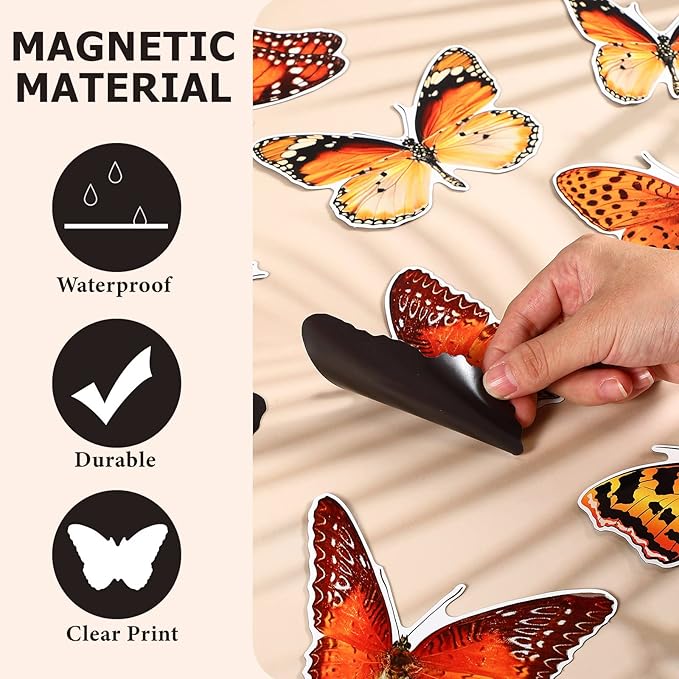 Xuhal 12 Pcs Cute Fridge Magnets Car Magnetic Sticker Refrigerator Magnets Fridge Decorations for Office Home Whiteboard Car Summer Decor(Butterfly)