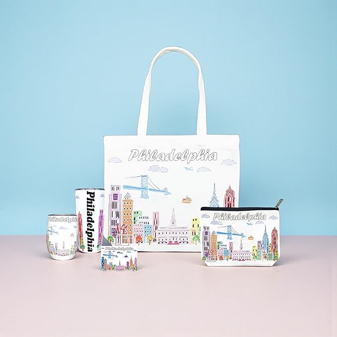 City Themed Artwork Magnet Collection by Beary Blu - Designed in The USA, Collectible Souvenirs Gifts 2.5" x 3.5" (Philadelphia)